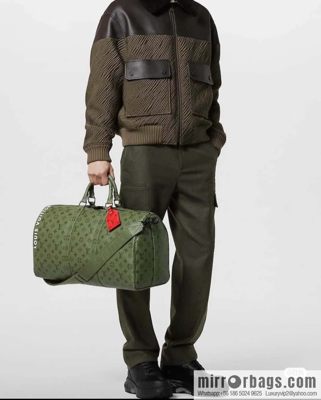 [Premium‑quality] M23962 green silk screen, travel bag series Keepall Bandoulière 45 travel bag