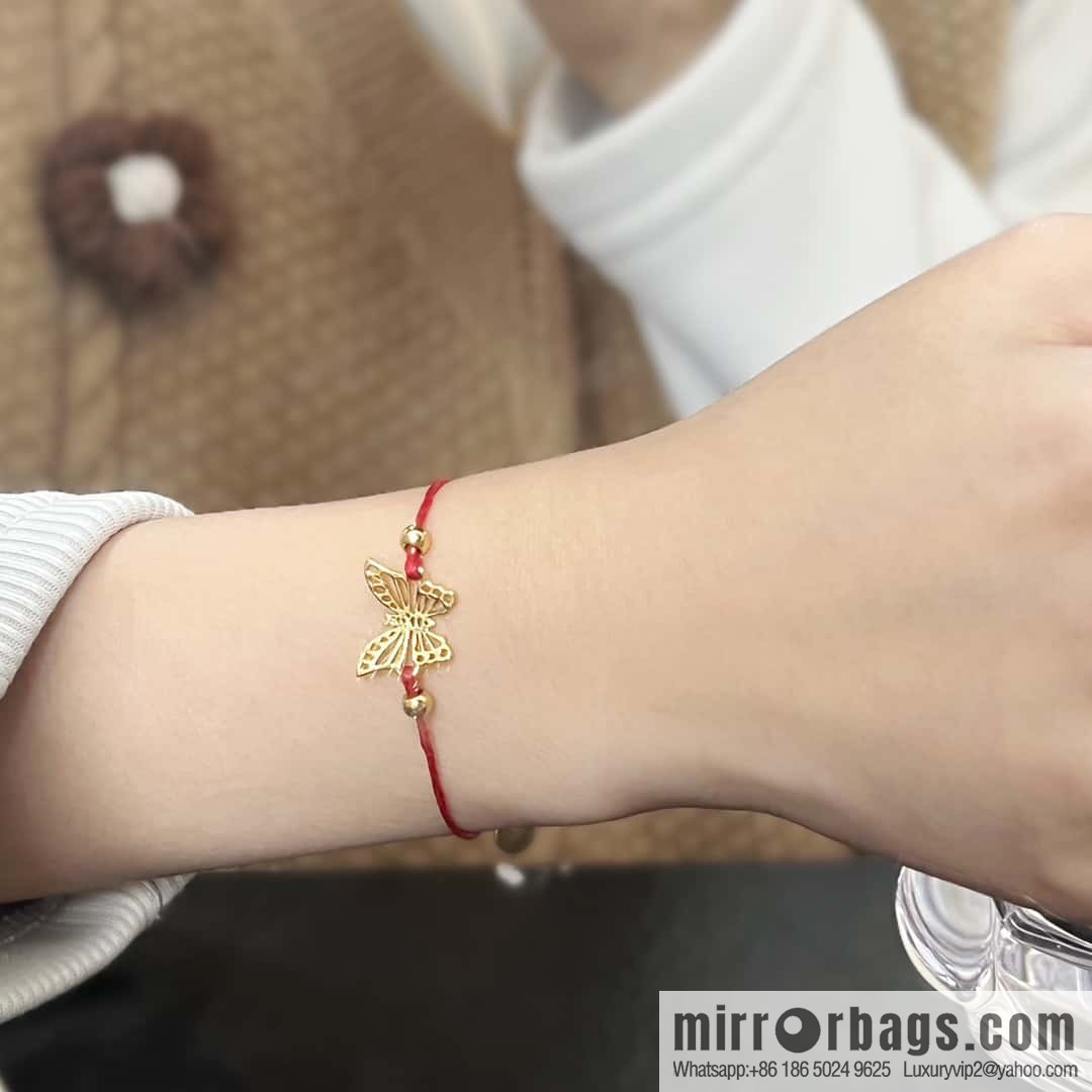 Dior Golden Butterfly Red Rope Bracelet Hand Rope