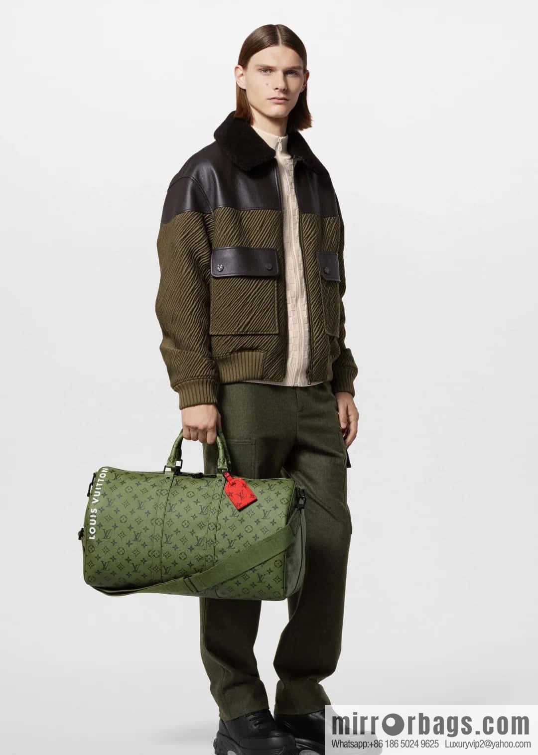 [Premium‑quality] M23962 green silk screen, travel bag series Keepall Bandoulière 45 travel bag