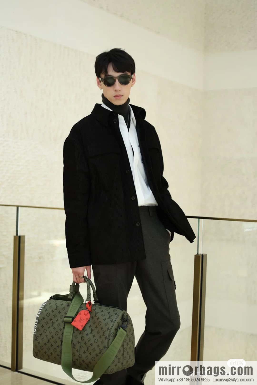 [Premium‑quality] M23962 green silk screen, travel bag series Keepall Bandoulière 45 travel bag
