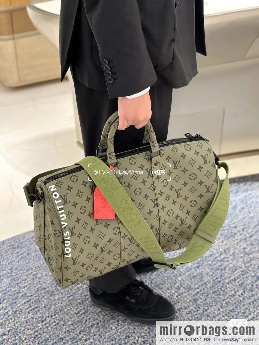 [Premium‑quality] M23962 green silk screen, travel bag series Keepall Bandoulière 45 travel bag