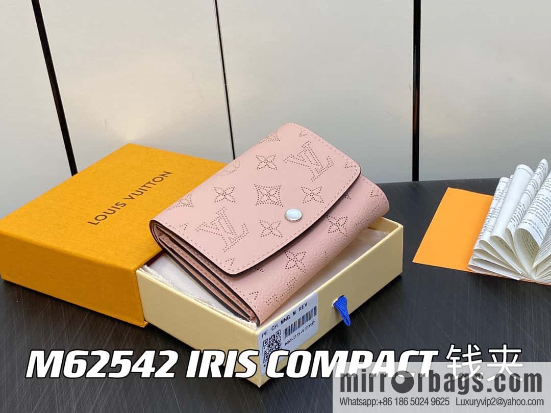[Premium‑quality] M62542 pink full leather flip wallet series IRIS COMPACT wallet