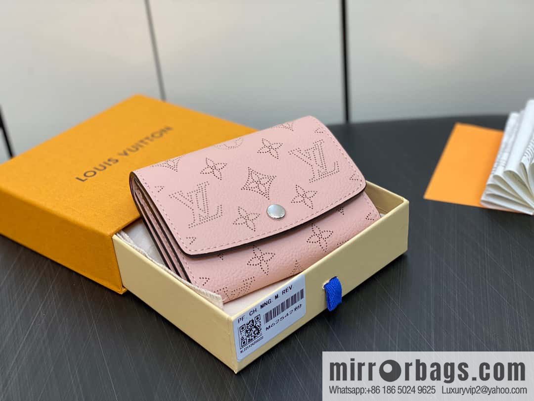 [Premium‑quality] M62542 pink full leather flip wallet series IRIS COMPACT wallet
