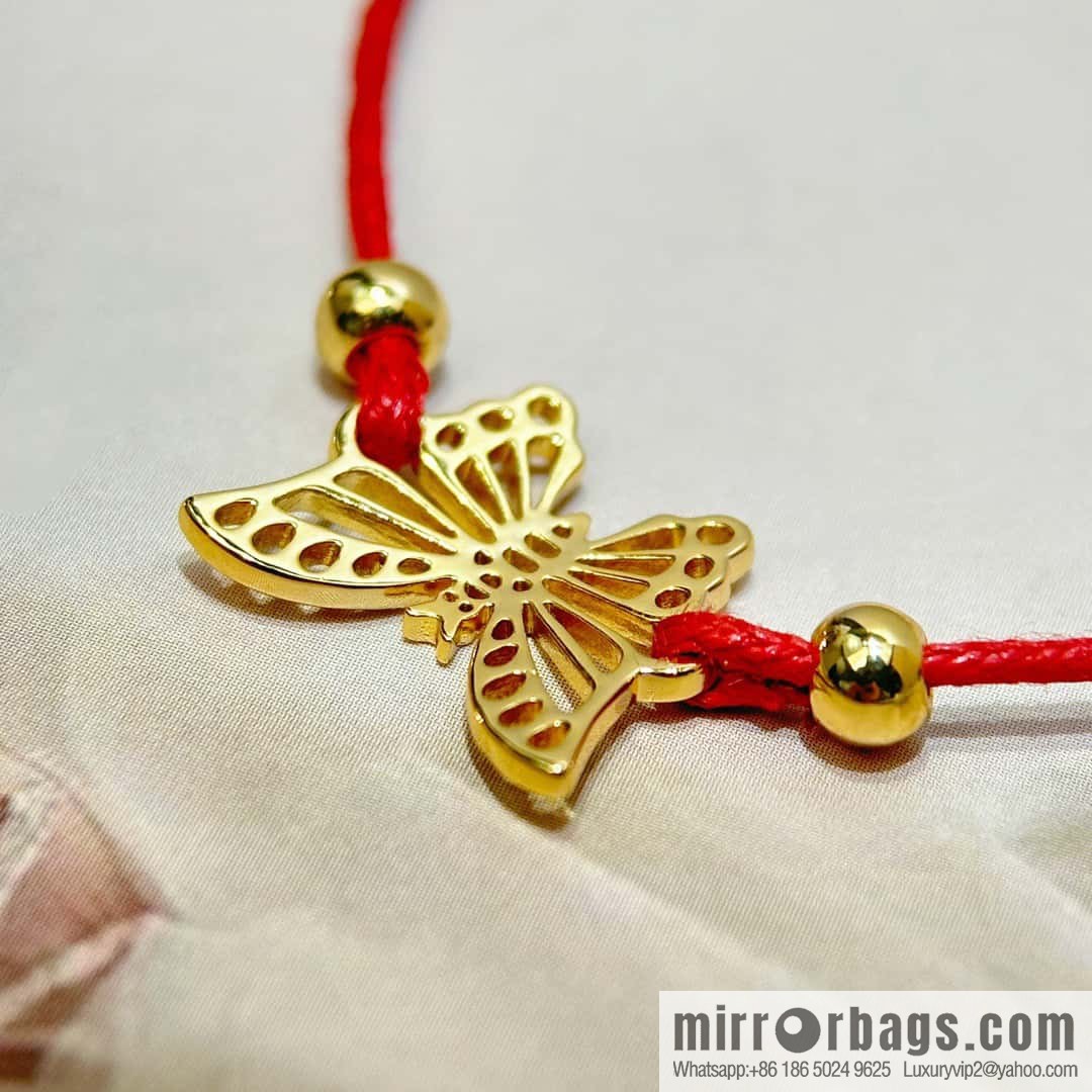 Dior Golden Butterfly Red Rope Bracelet Hand Rope