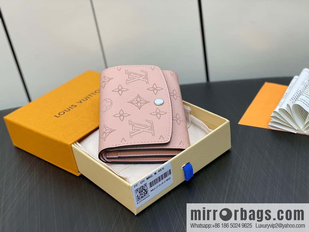 [Premium‑quality] M62542 pink full leather flip wallet series IRIS COMPACT wallet