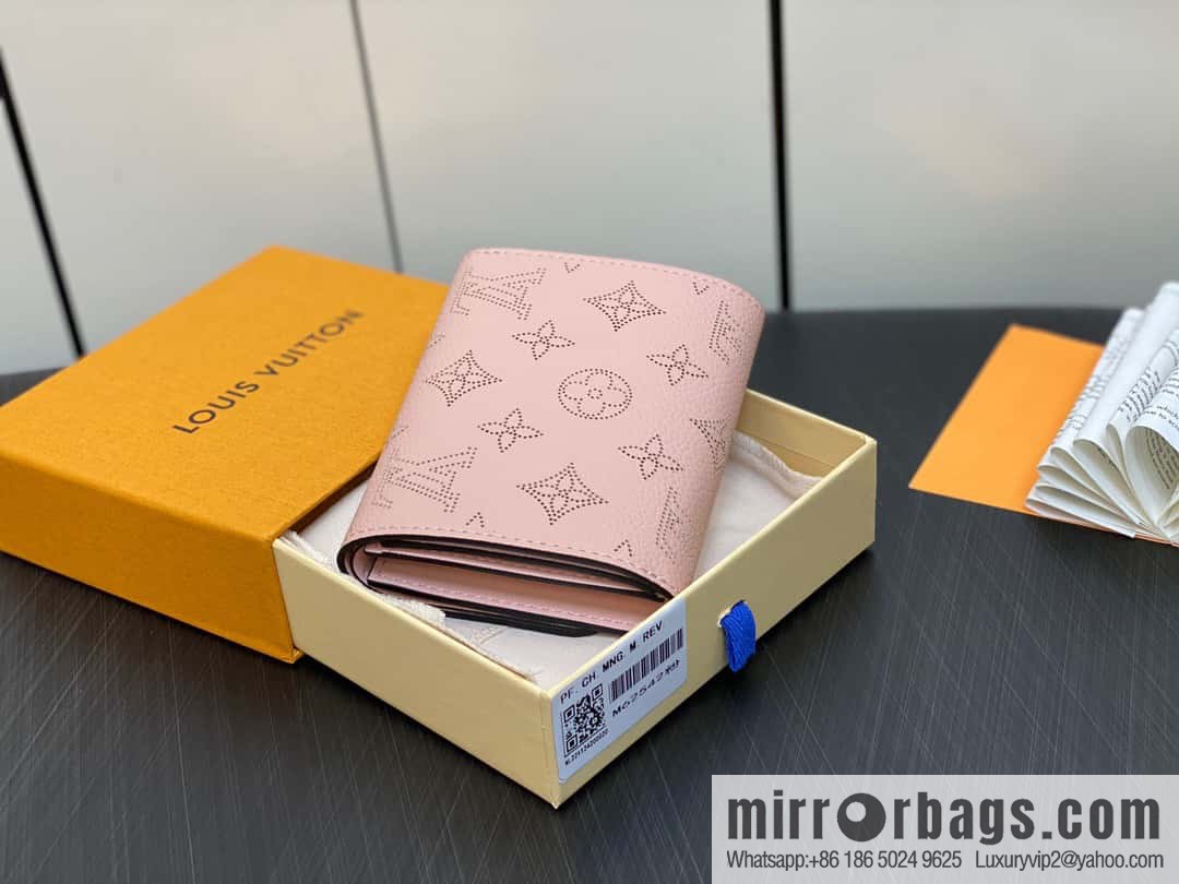 [Premium‑quality] M62542 pink full leather flip wallet series IRIS COMPACT wallet
