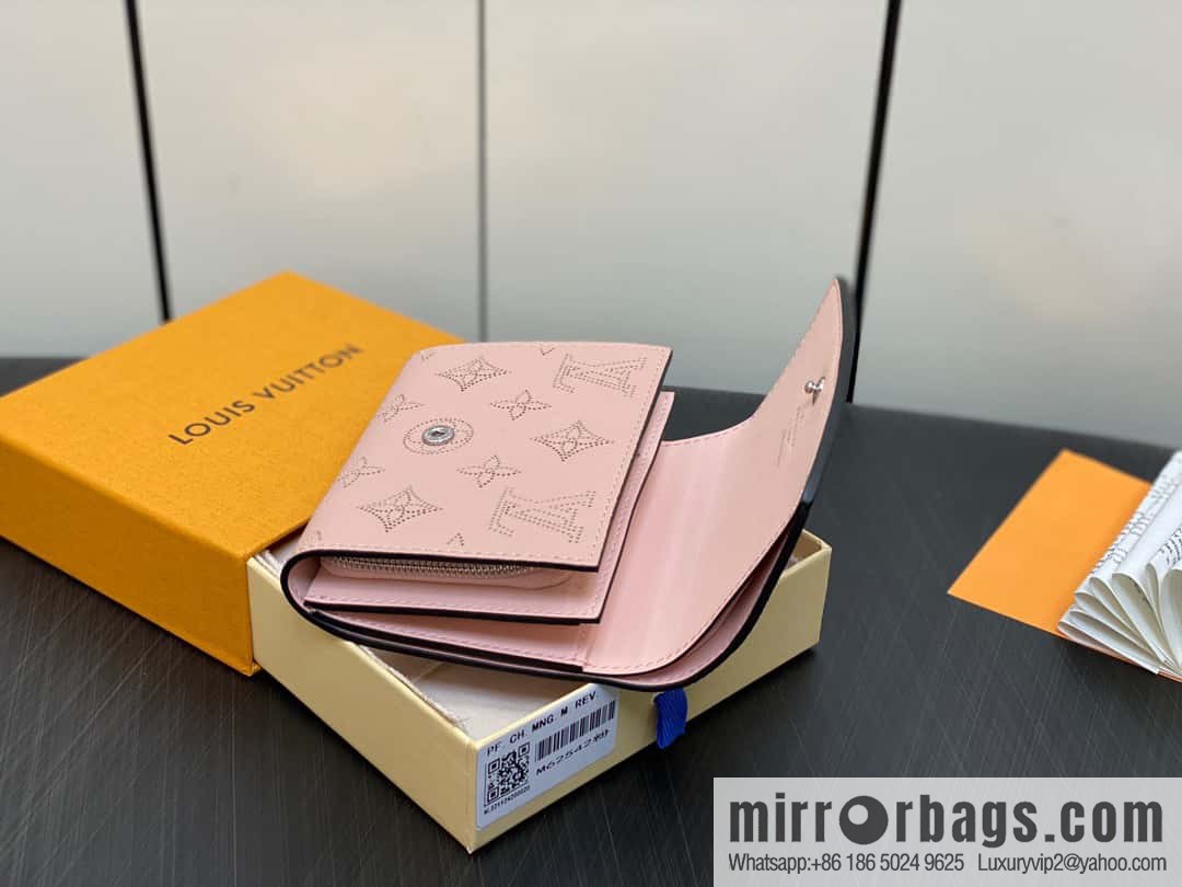 [Premium‑quality] M62542 pink full leather flip wallet series IRIS COMPACT wallet