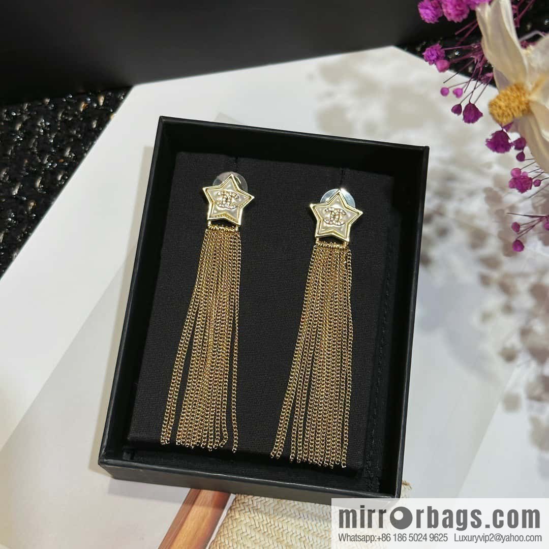 ☀️Original ☀️ new ☑️ Chanel pentagram ⭐ star fringed earrings ☀️