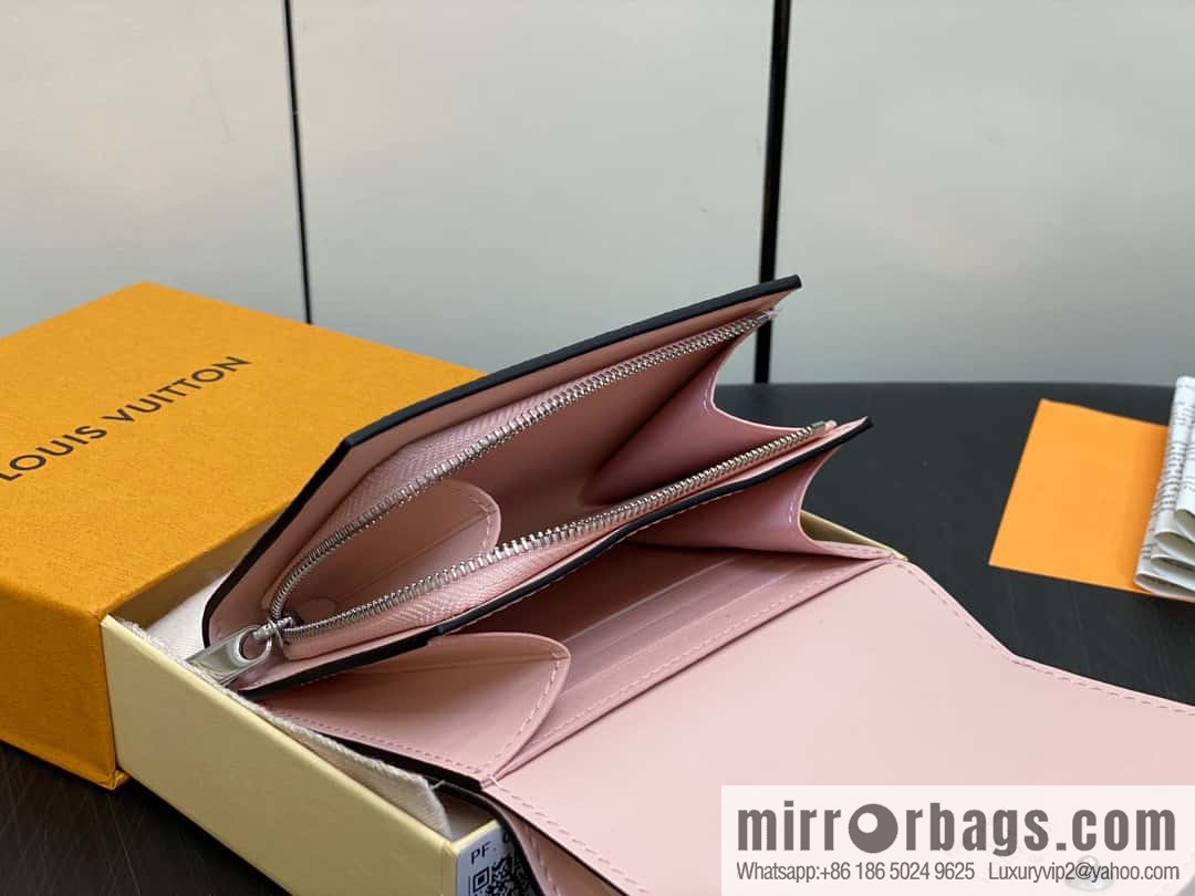 [Premium‑quality] M62542 pink full leather flip wallet series IRIS COMPACT wallet
