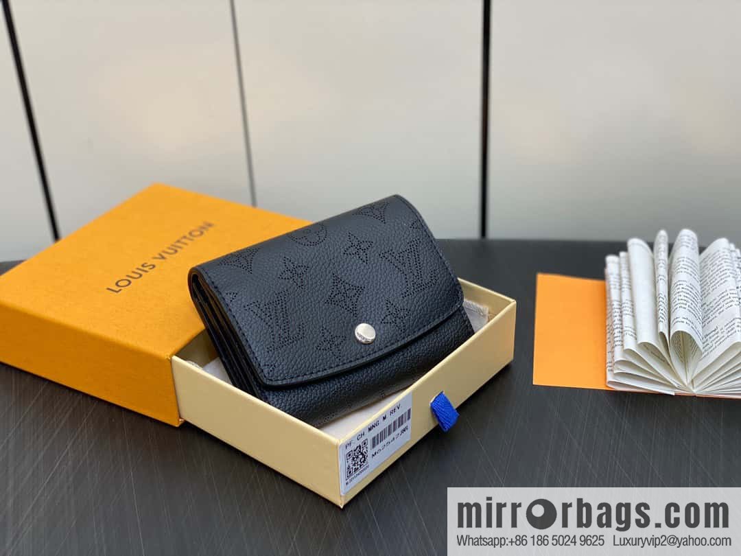 [Premium‑quality] M62542 black full leather flip wallet series IRIS COMPACT wallet