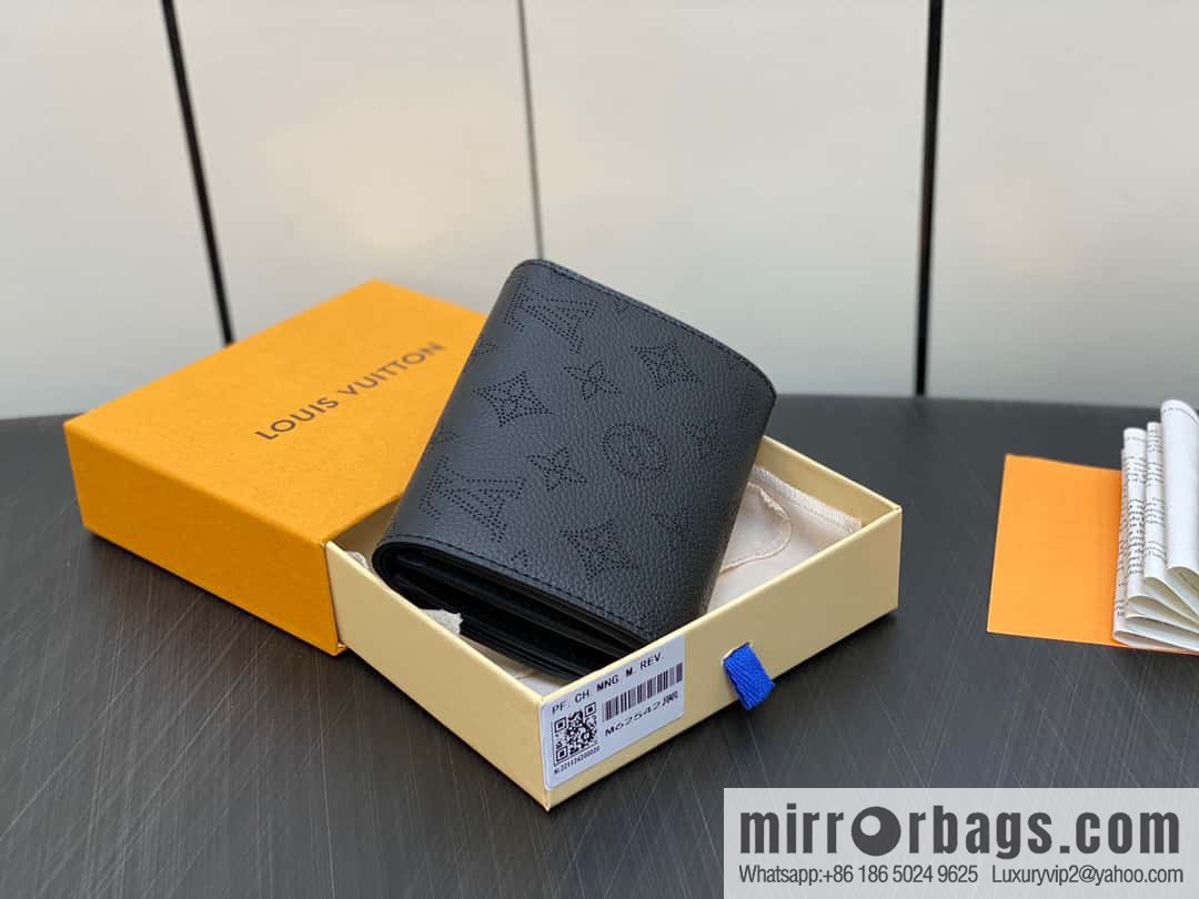 [Premium‑quality] M62542 black full leather flip wallet series IRIS COMPACT wallet