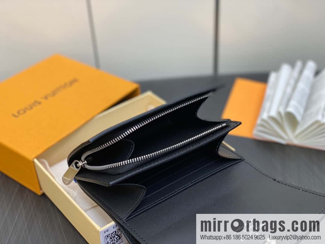 [Premium‑quality] M62542 black full leather flip wallet series IRIS COMPACT wallet
