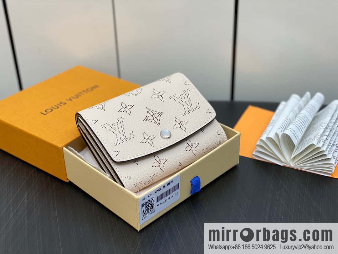 [Premium‑quality] M62542 meters white, full leather flip wallet series IRIS COMPACT wallet