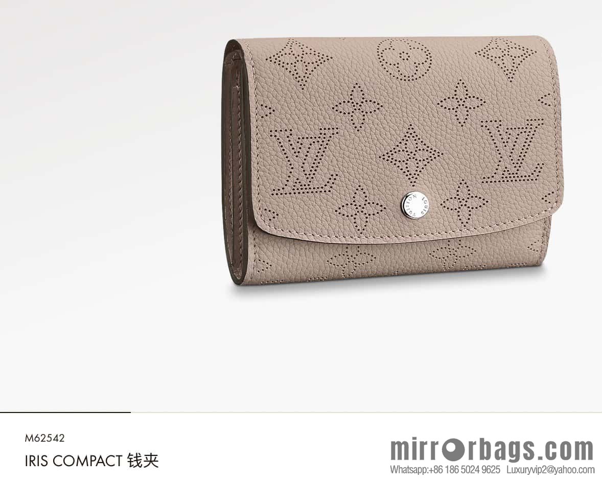 [Premium‑quality] M62542 gray, full leather flip wallet series IRIS COMPACT wallet