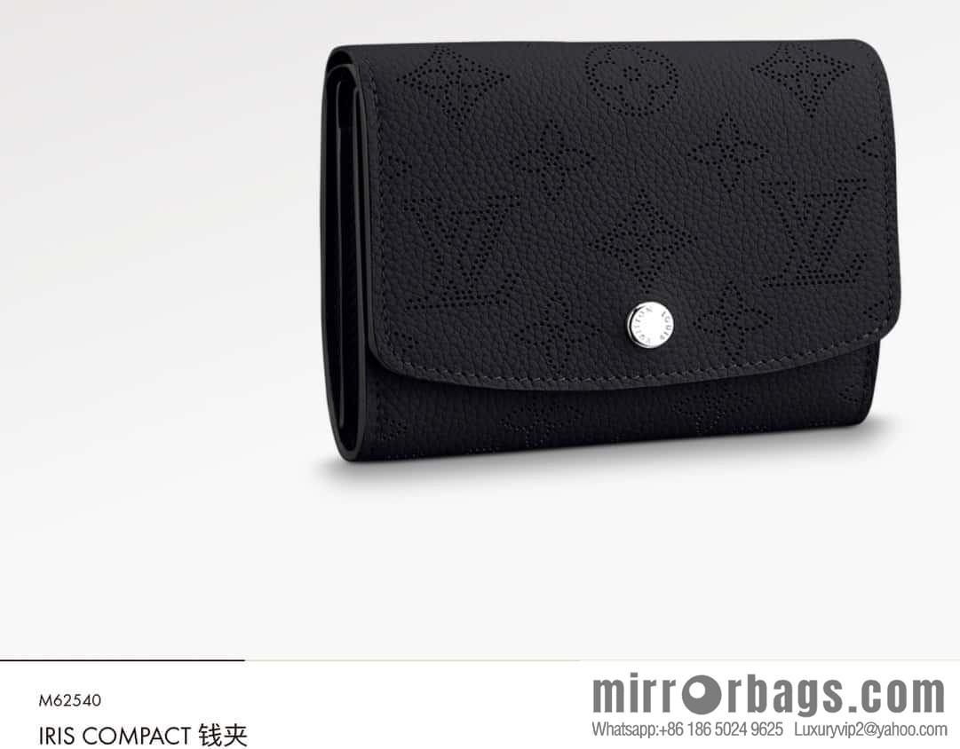 [Premium‑quality] M62542 black full leather flip wallet series IRIS COMPACT wallet