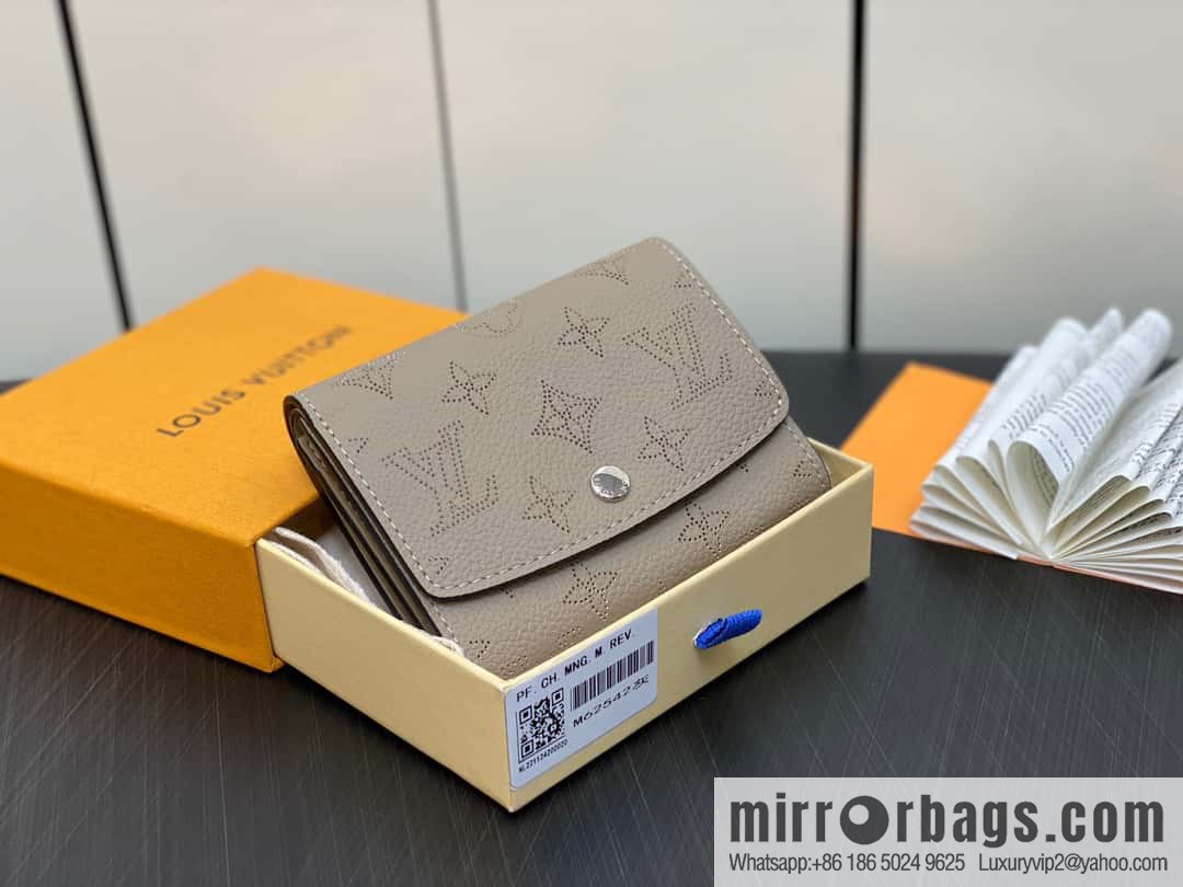 [Premium‑quality] M62542 gray, full leather flip wallet series IRIS COMPACT wallet
