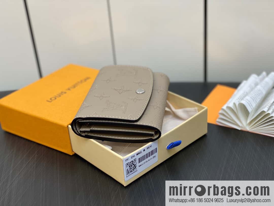 [Premium‑quality] M62542 gray, full leather flip wallet series IRIS COMPACT wallet