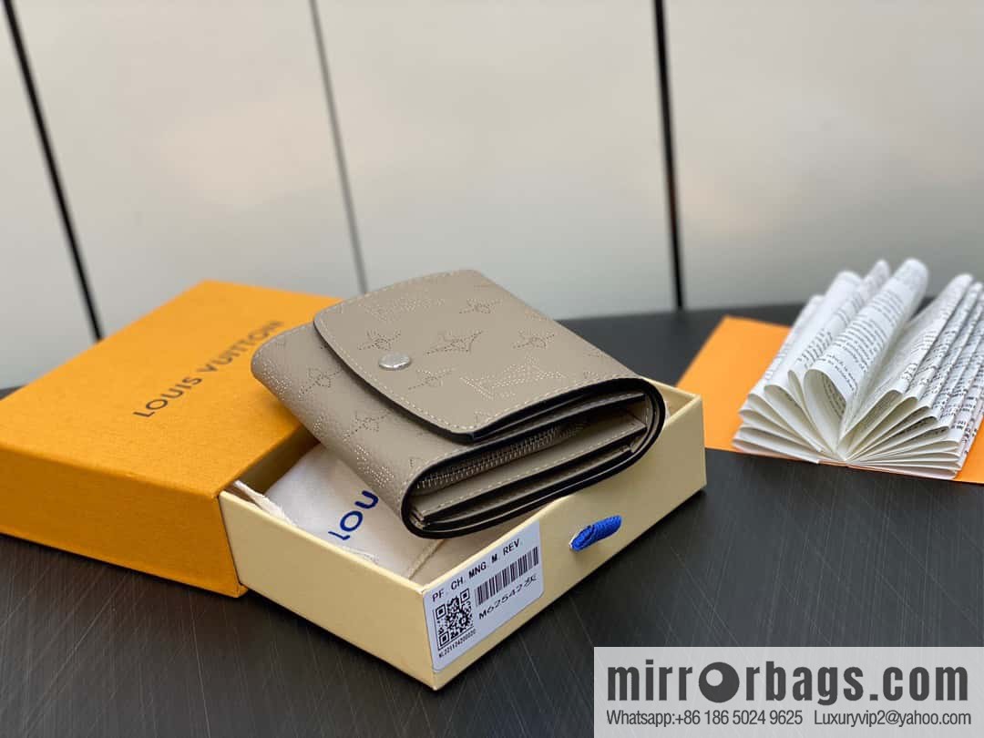 [Premium‑quality] M62542 gray, full leather flip wallet series IRIS COMPACT wallet