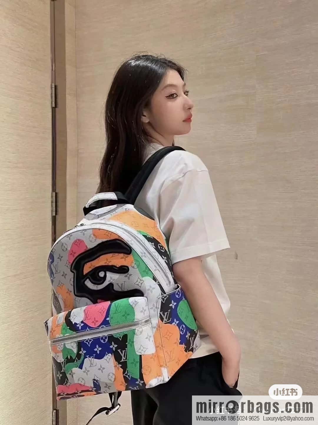 [Premium‑quality] M46680 white eye backpack series DISCOVERY small backpack