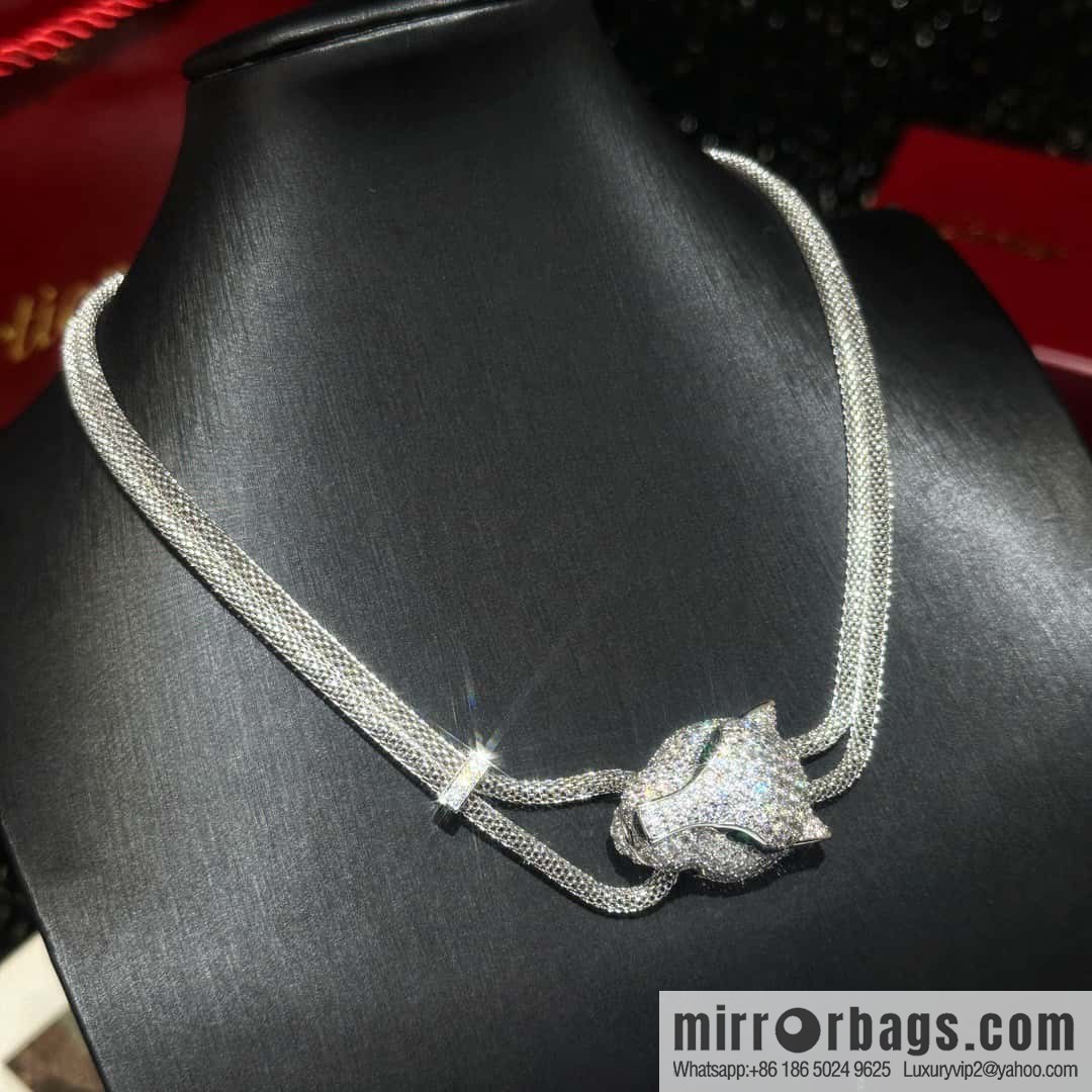 ☀️Cartier PANTHÜRE DECARTIER Jungle Series Full Diamond Leopard Necklace, Bracelet ☀️