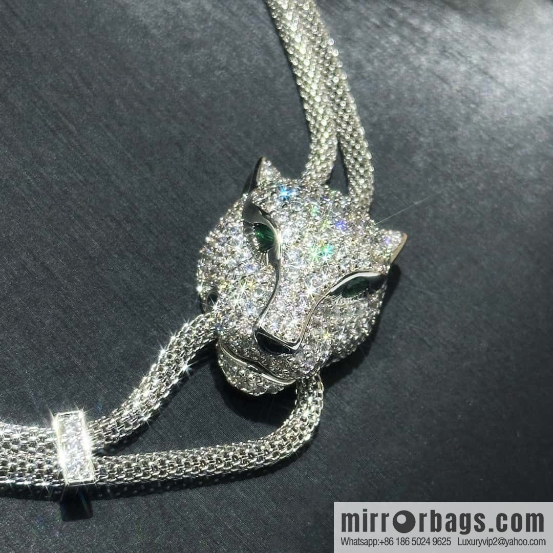 ☀️Cartier PANTHÜRE DECARTIER Jungle Series Full Diamond Leopard Necklace, Bracelet ☀️