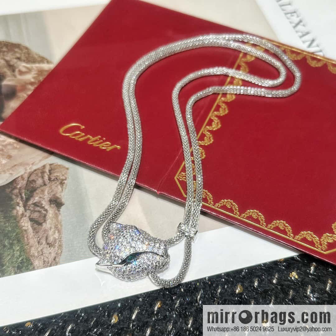 ☀️Cartier PANTHÜRE DECARTIER Jungle Series Full Diamond Leopard Necklace, Bracelet ☀️