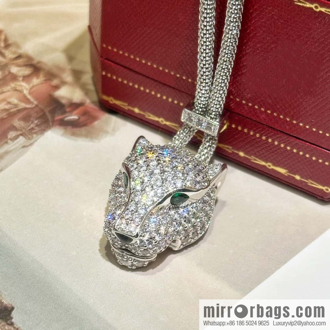 ☀️Cartier PANTHÜRE DECARTIER Jungle Series Full Diamond Leopard Necklace, Bracelet ☀️