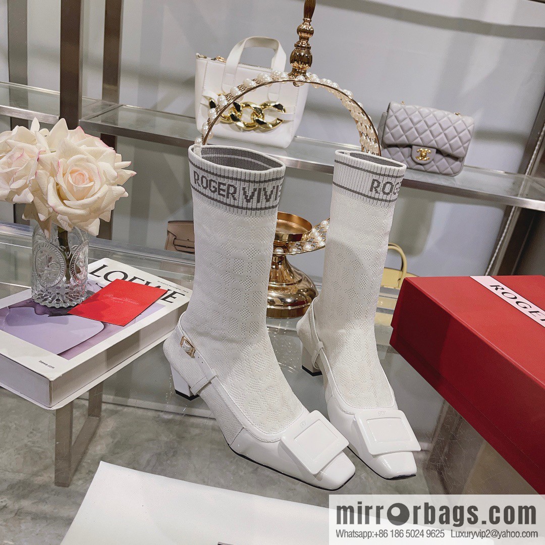 🐰🐰RV2023 early autumn new women's shoes Belle Vivier paint buckle patent leather socks boots