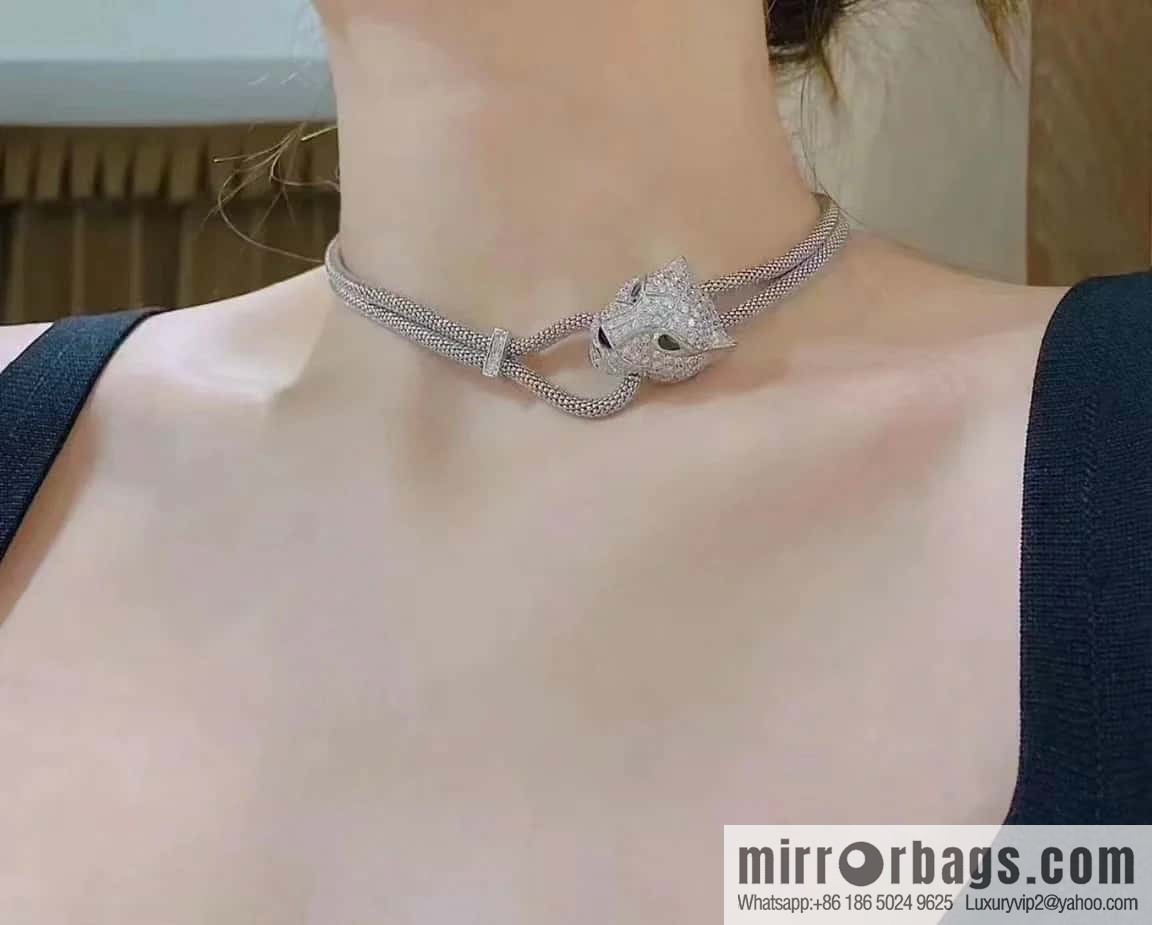 ☀️Cartier PANTHÜRE DECARTIER Jungle Series Full Diamond Leopard Necklace, Bracelet ☀️