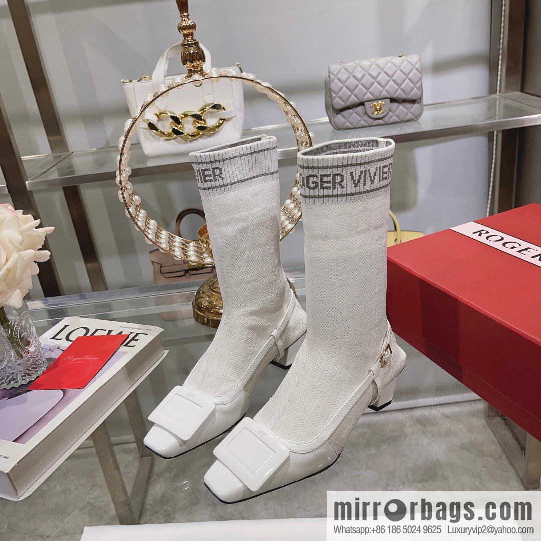 🐰🐰RV2023 early autumn new women's shoes Belle Vivier paint buckle patent leather socks boots