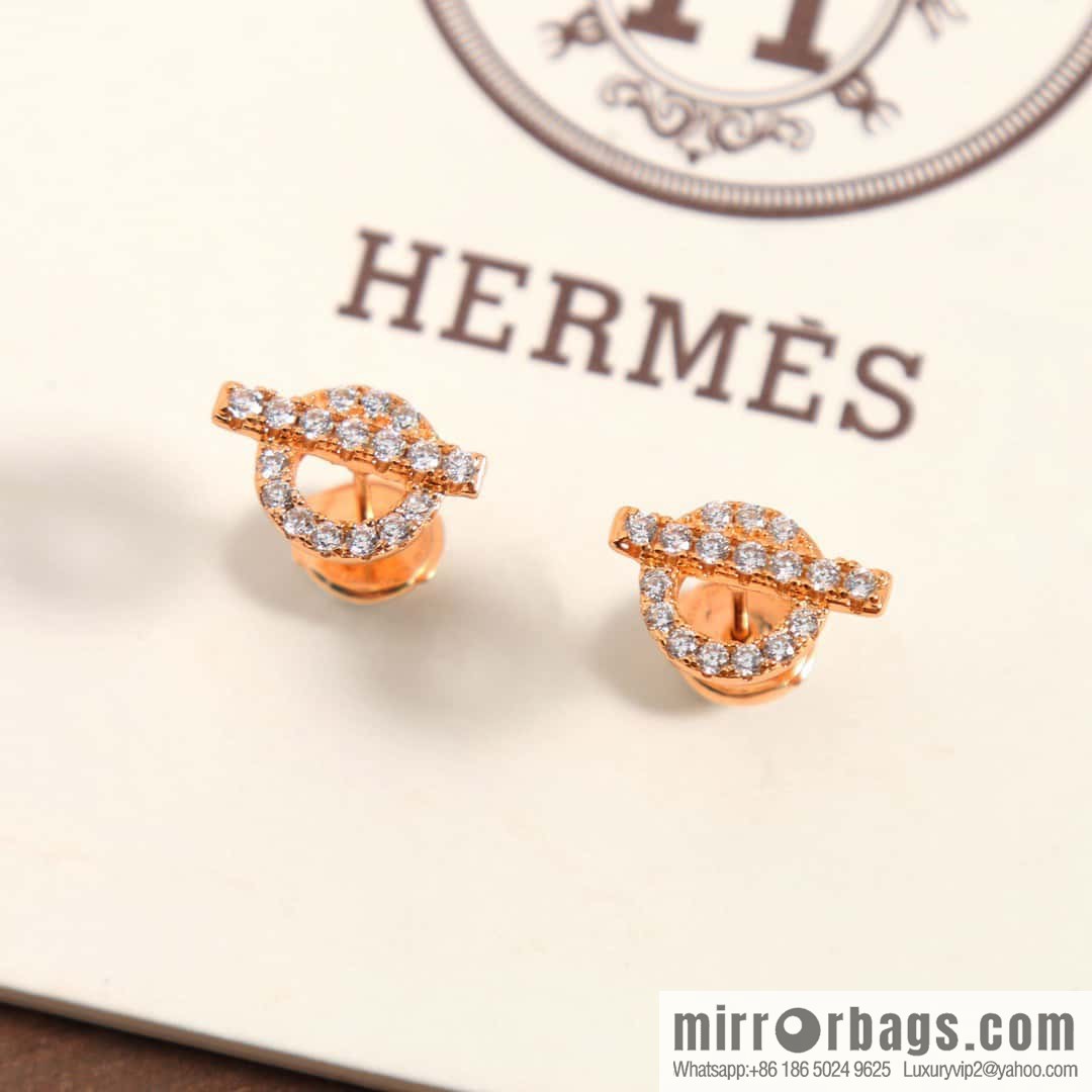 New, Hermès HERMES full diamond OT stud earrings, necklaces.