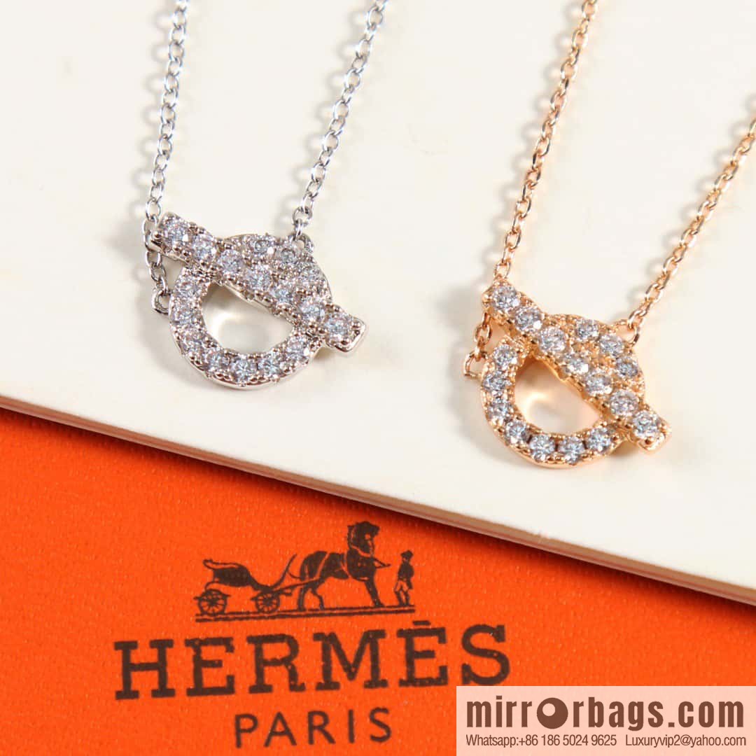 New, Hermès HERMES full diamond OT stud earrings, necklaces.