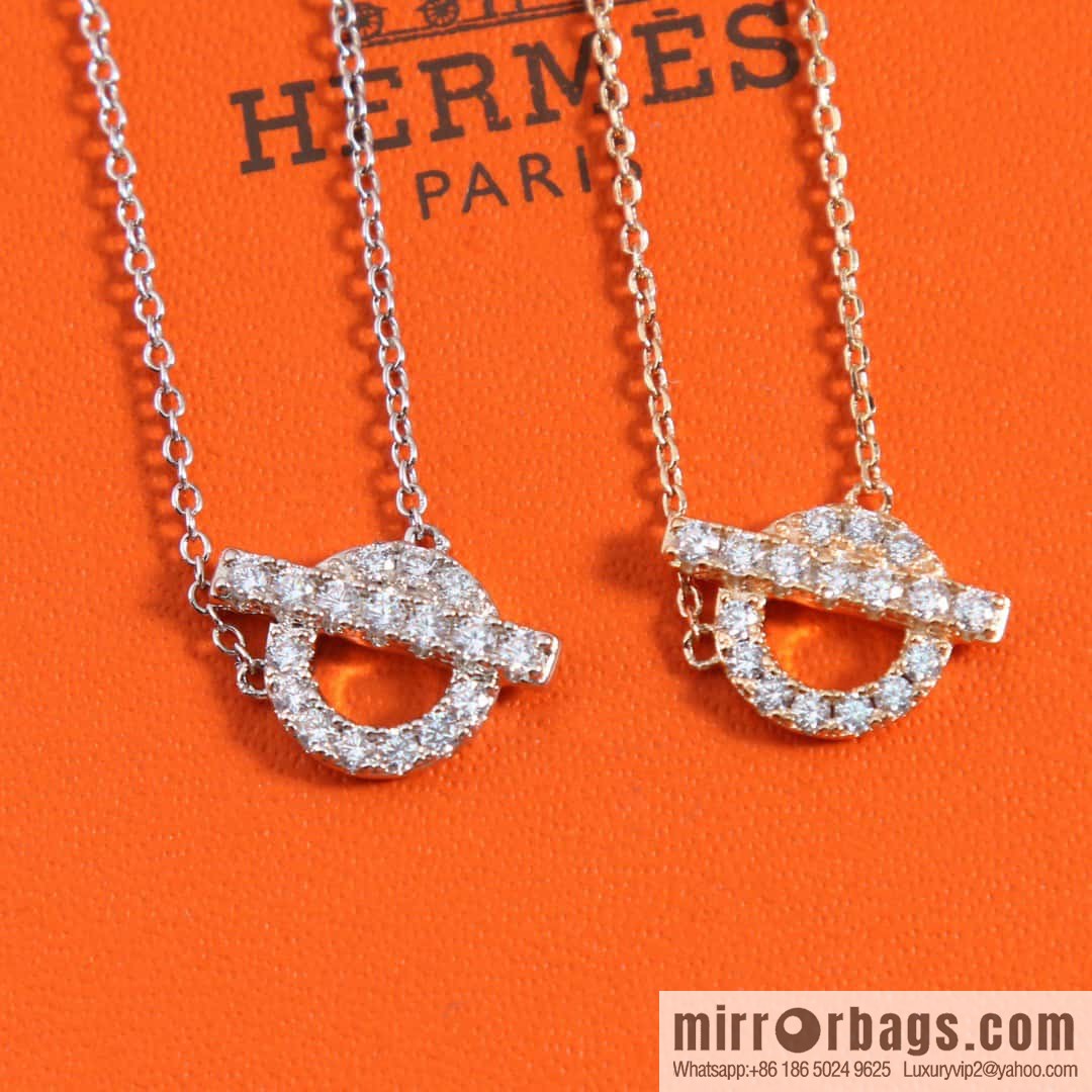 New, Hermès HERMES full diamond OT stud earrings, necklaces.