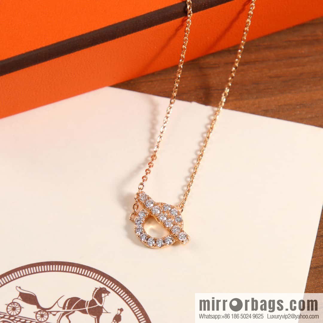 New, Hermès HERMES full diamond OT stud earrings, necklaces.