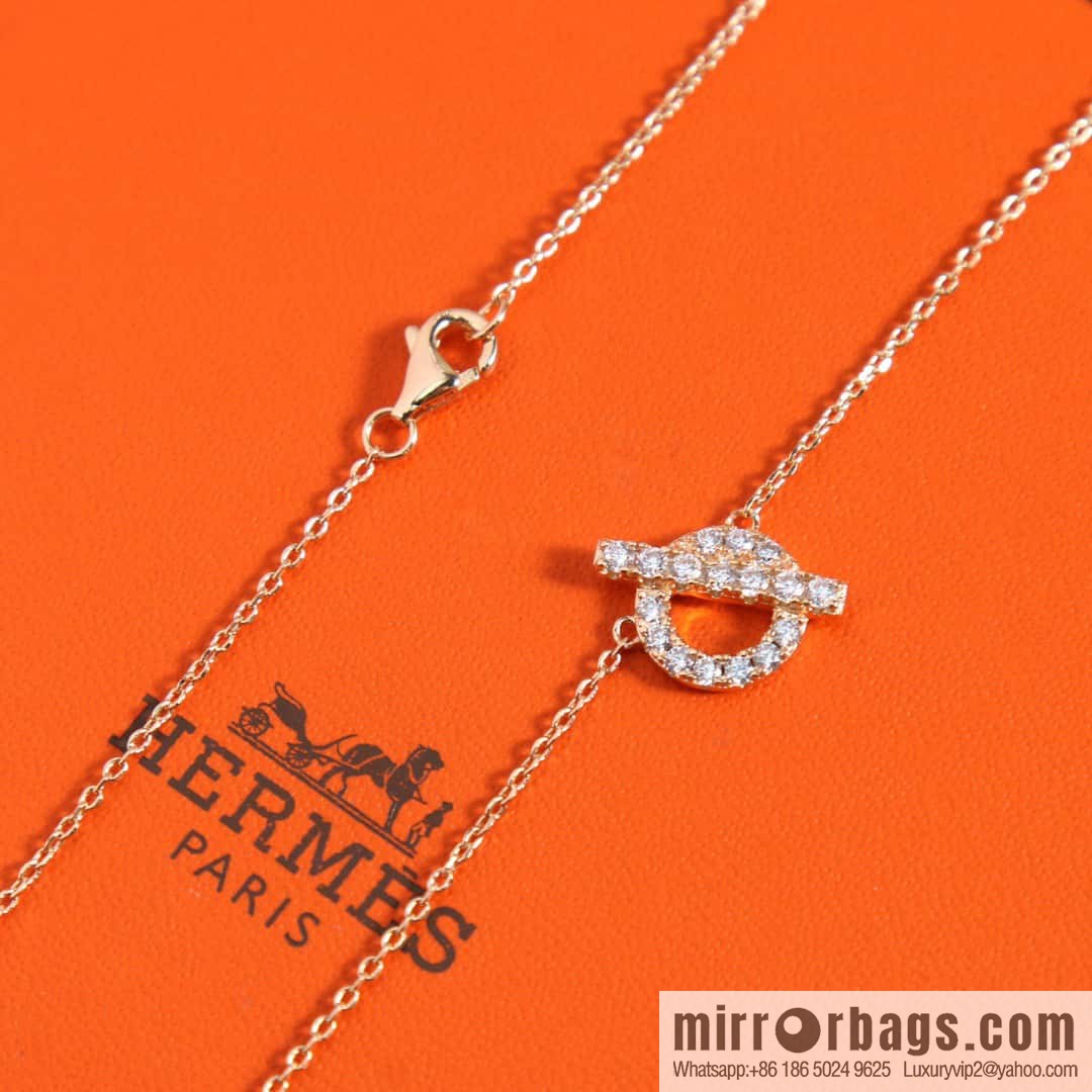 New, Hermès HERMES full diamond OT stud earrings, necklaces.