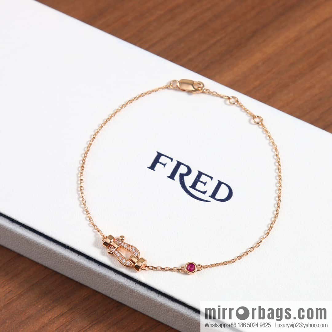 Fred Full Diamond Horseshoe Pink Diamond Bracelet, Necklace