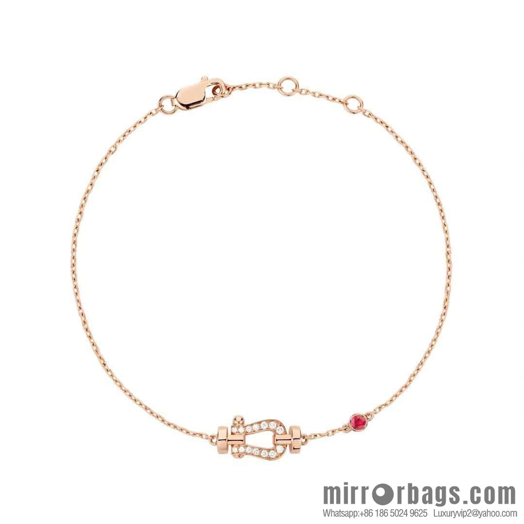 Fred Full Diamond Horseshoe Pink Diamond Bracelet, Necklace