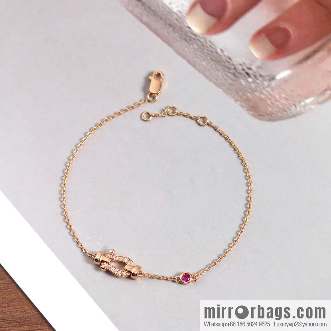 Fred Full Diamond Horseshoe Pink Diamond Bracelet, Necklace
