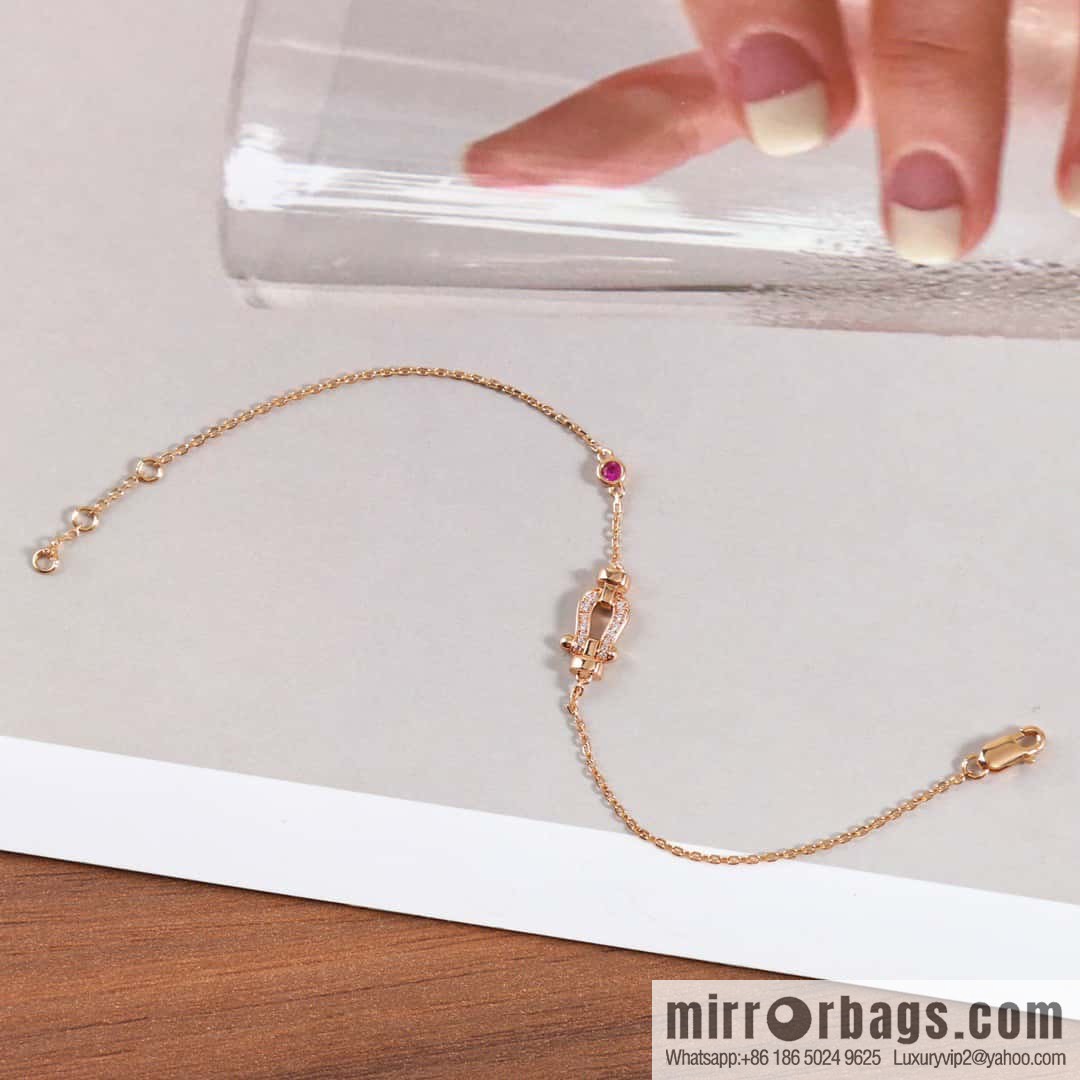 Fred Full Diamond Horseshoe Pink Diamond Bracelet, Necklace