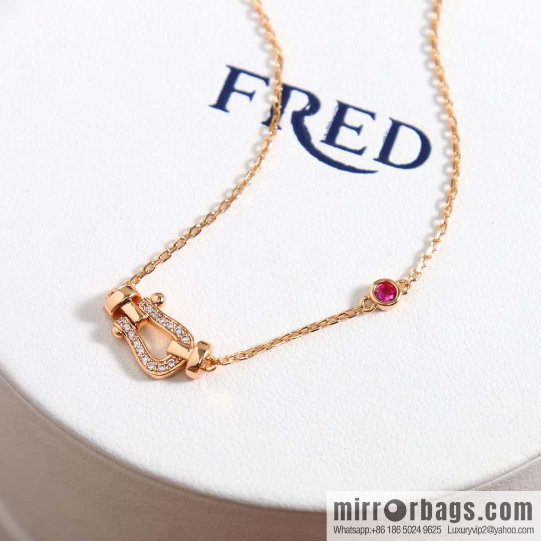 Fred Full Diamond Horseshoe Pink Diamond Bracelet, Necklace