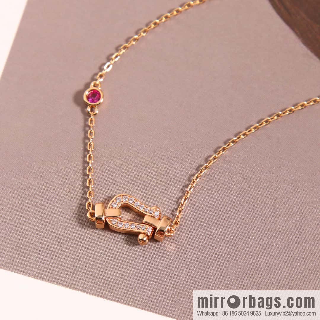 Fred Full Diamond Horseshoe Pink Diamond Bracelet, Necklace