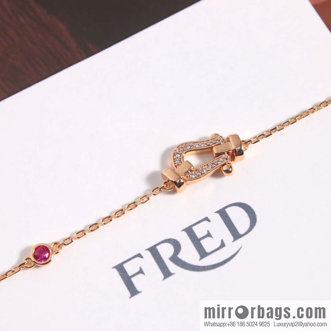 Fred Full Diamond Horseshoe Pink Diamond Bracelet, Necklace