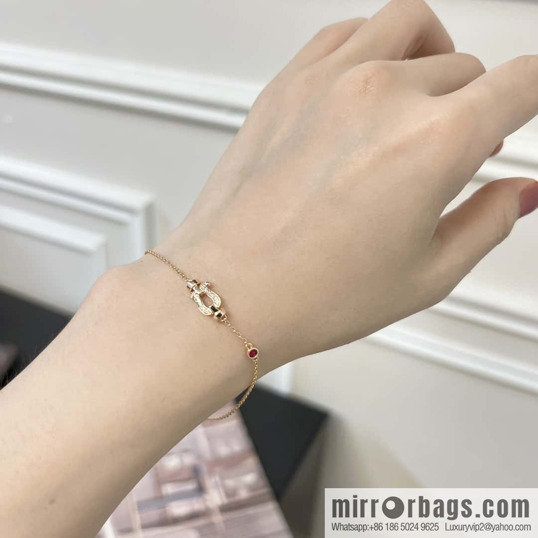 Fred Full Diamond Horseshoe Pink Diamond Bracelet, Necklace