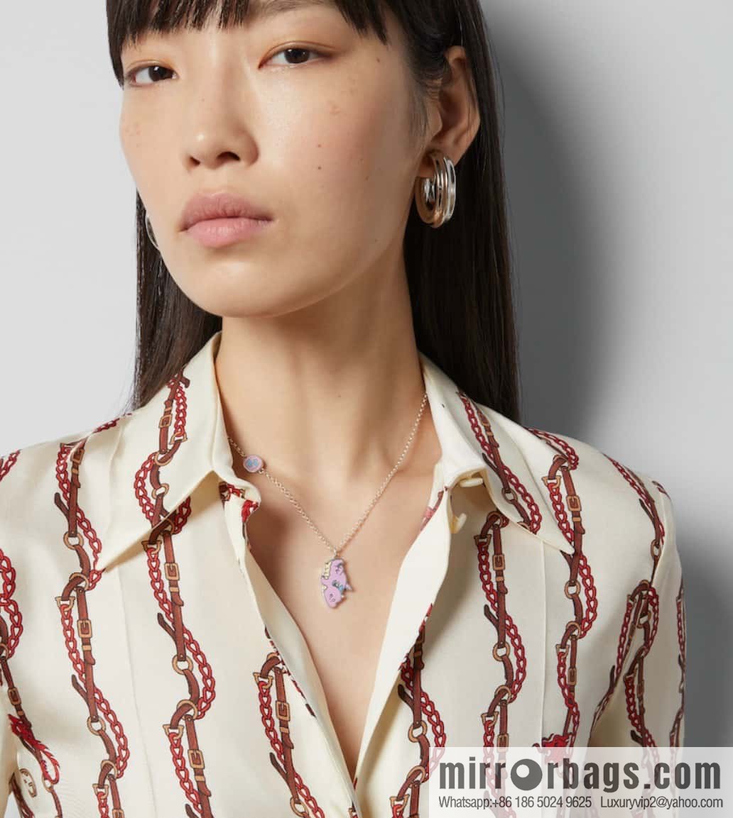 ☀Chinese New Year Series Year of the Dragon Small Xianglong Enamel Pendant Purple Pink Dragon 🐉 Necklace ☀