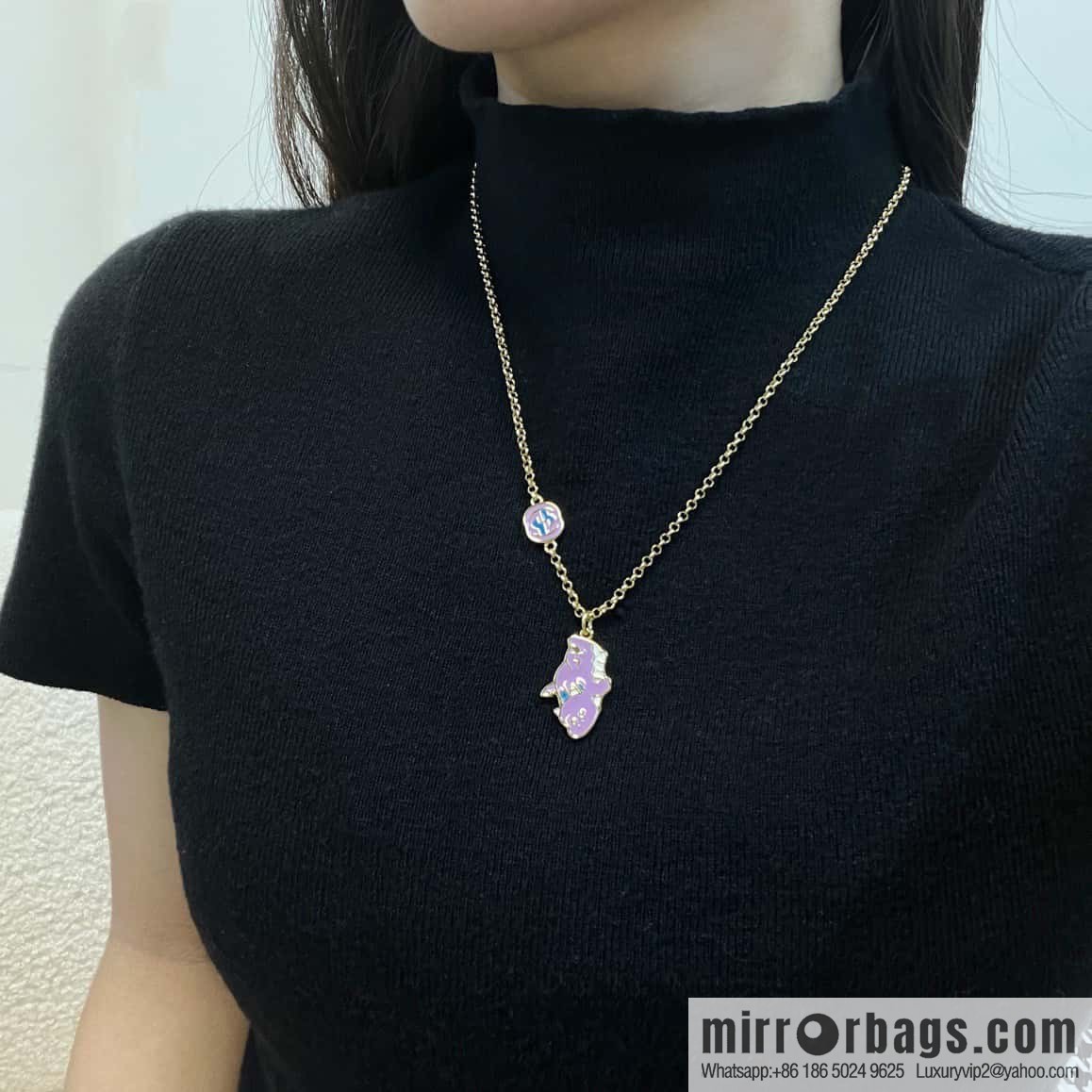 ☀Chinese New Year Series Year of the Dragon Small Xianglong Enamel Pendant Purple Pink Dragon 🐉 Necklace ☀