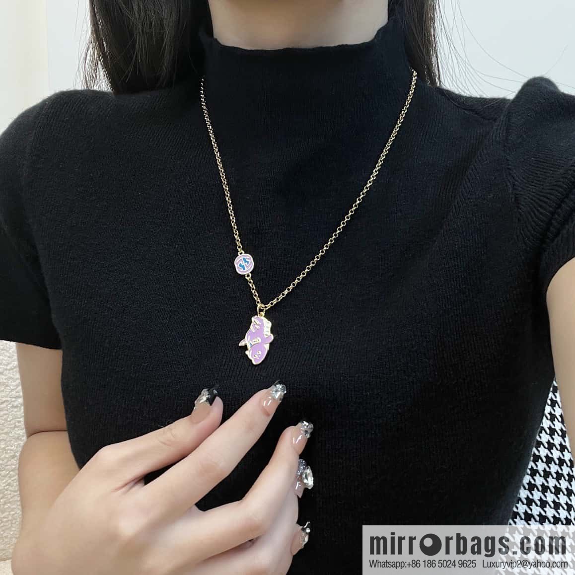 ☀Chinese New Year Series Year of the Dragon Small Xianglong Enamel Pendant Purple Pink Dragon 🐉 Necklace ☀