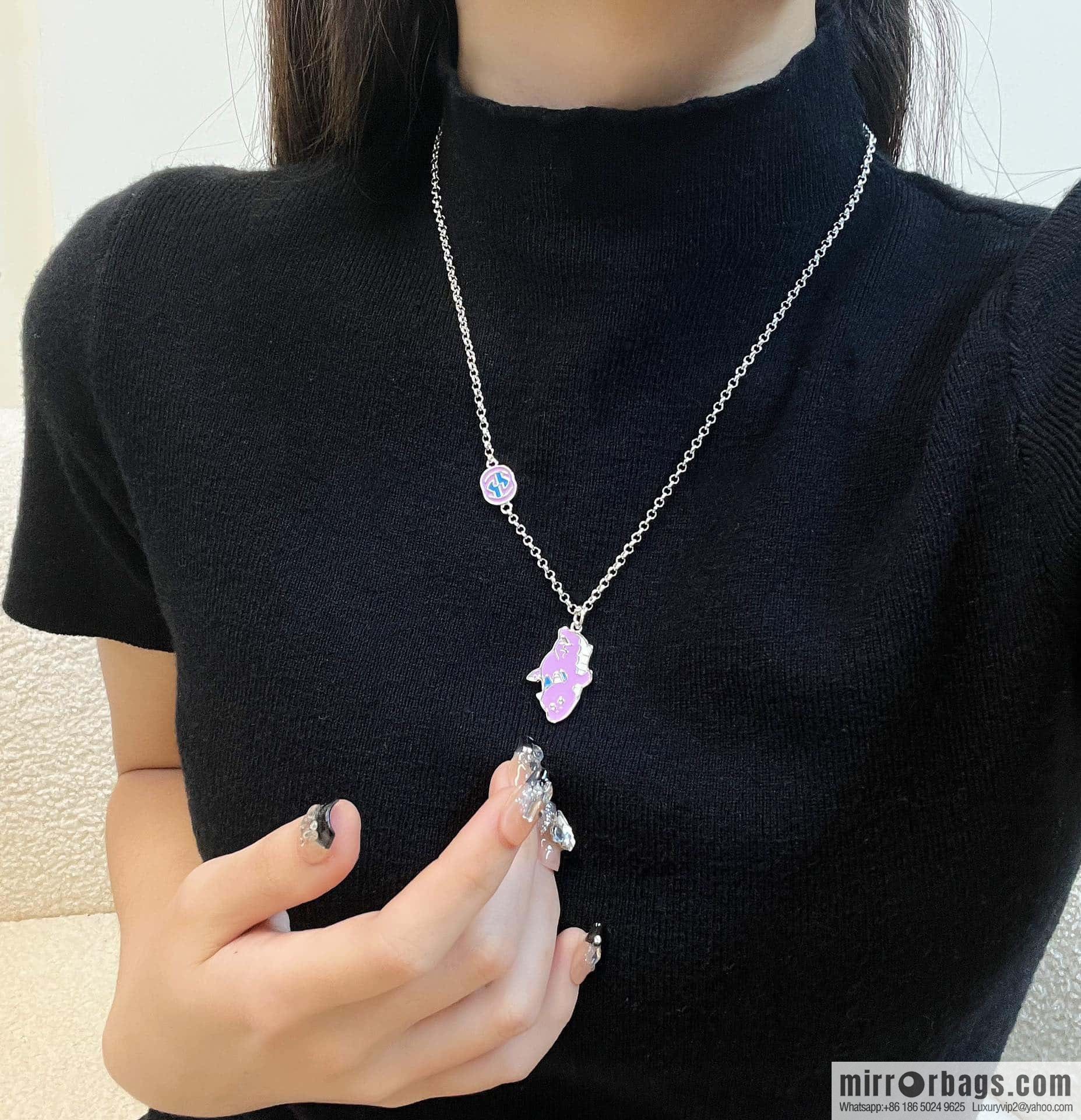 ☀Chinese New Year Series Year of the Dragon Small Xianglong Enamel Pendant Purple Pink Dragon 🐉 Necklace ☀