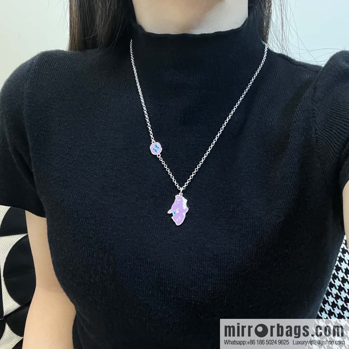 ☀Chinese New Year Series Year of the Dragon Small Xianglong Enamel Pendant Purple Pink Dragon 🐉 Necklace ☀