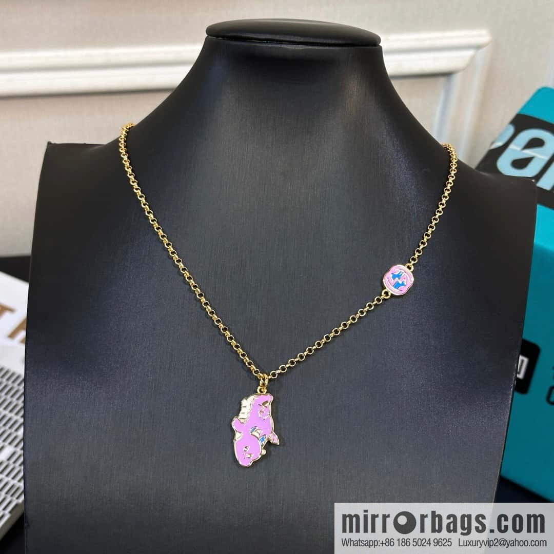 ☀Chinese New Year Series Year of the Dragon Small Xianglong Enamel Pendant Purple Pink Dragon 🐉 Necklace ☀