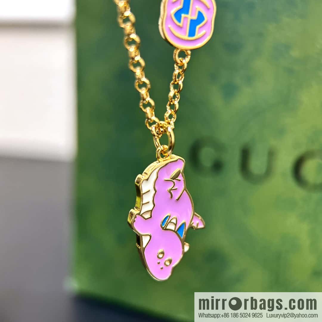 ☀Chinese New Year Series Year of the Dragon Small Xianglong Enamel Pendant Purple Pink Dragon 🐉 Necklace ☀